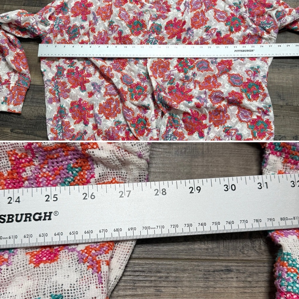 Soft Surroundings Pink Floral Open Knit Cardigan - Picture 6 of 6